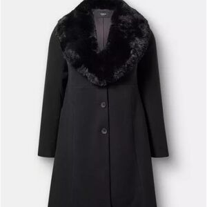 Torrid Black Faux Fur Collar Coat